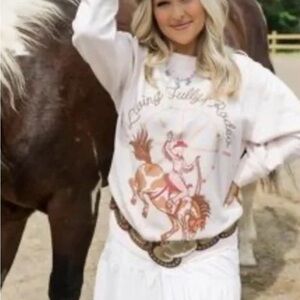 Stylish Rodeo Graphic Pink Sweater